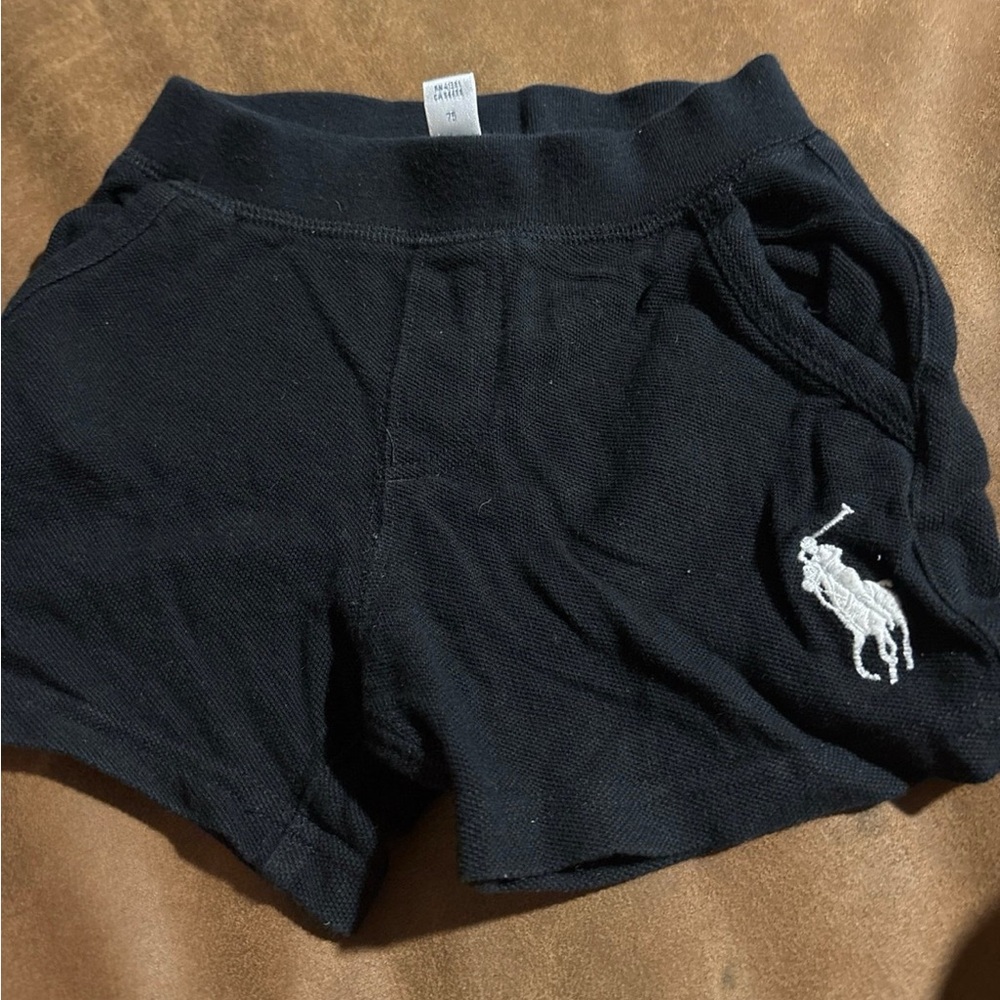 Ralph Lauren Black Knit Shorts with Embroidered Logo